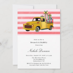 Invitation Chariot Vintage de Noël Brunch & Bubbly