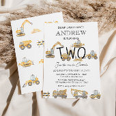 Invitation Chariots de construction 2e fête d'anniversaire