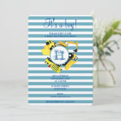 Invitation Chariots de construction Baby shower bébé garçon (Debout devant)