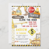 Invitation Chariots de construction Excavateur Bulldozer Anni (Devant)