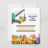 Invitation Chariots de construction fête d'anniversaire (Devant)