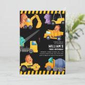 Invitation Chariots de construction fête d'anniversaire (Debout devant)