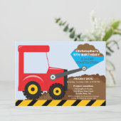 Invitation Chariots de construction Fête d'anniversaire pour (Debout devant)