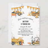 Invitation Chariots de construction thème Anniversaire conjoi (Devant)
