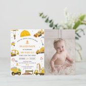 Invitation Chariots de construction Thème Anniversaire de la  (Debout devant)