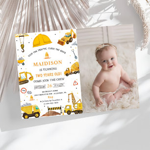 Invitation Chariots de construction Thème Anniversaire de la