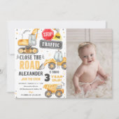 Invitation Chariots de construction Thème Anniversaire de la  (Devant)