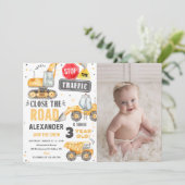 Invitation Chariots de construction Thème Anniversaire de la  (Debout devant)