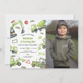 Invitation Chariots de construction Thème Anniversaire de la (Devant)