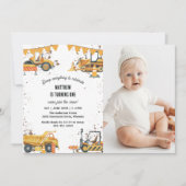 Invitation Chariots de construction Thème Jeu d'anniversaire  (Devant)