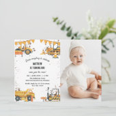 Invitation Chariots de construction Thème Jeu d'anniversaire  (Debout devant)