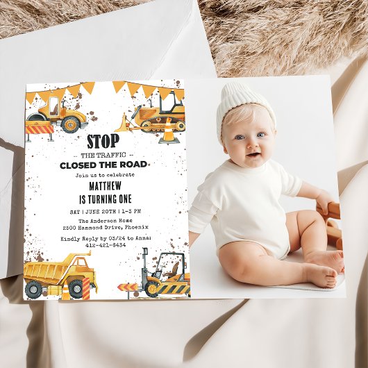 Invitation Chariots de construction Thème Jeu d'anniversaire