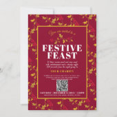 Invitation Charity Festive Fête or rouge Noël dîner (Devant)