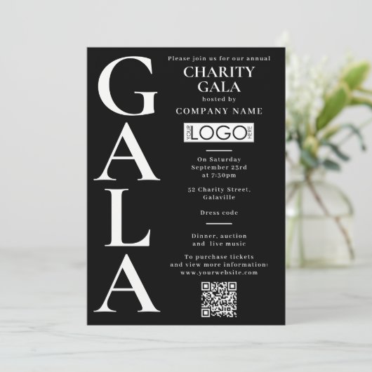 Invitation Charity Gala Fundraising Event QR Code Logo (Debout devant)