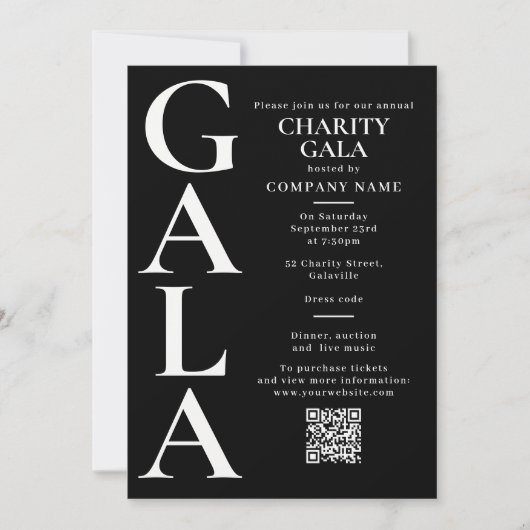 Invitation Charity Gala Template Fundraising Event QR Code (Devant)