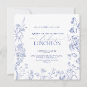 Invitation Charity Lunch Français Bleu & Blanc Victorien (Devant)