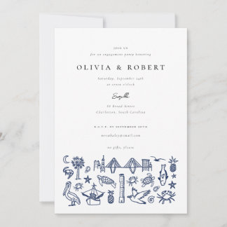 Invitation Charleston Toile Frontière de la Marine Engagement
