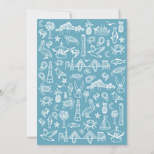 Invitation Charleston Toile Frontière en Blue Engagement Part (Dos)
