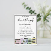 Invitation Charleston Watercolor Rainbow Row Mariage (Debout devant)