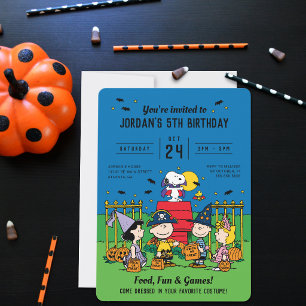 Invitation Charlie Brown et Gang Anniversaire Halloween