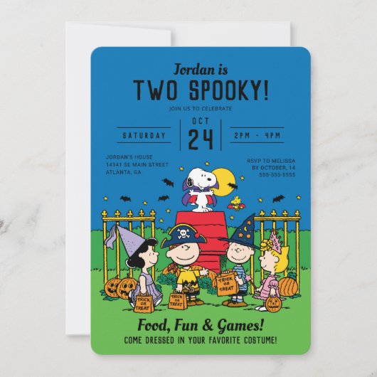 Invitation Charlie Brown et Gang Halloween 2e anniversaire (Devant)