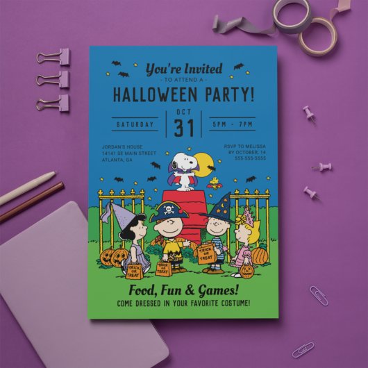 Invitation Charlie Brown et le parti Gang Halloween