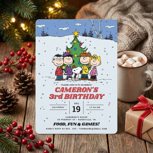 Invitation Charlie Brown et ses amis Anniversaire d'hiver