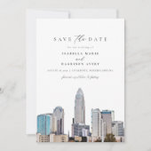 Invitation CHARLOTTE NORTH CAROLINA Skyline Enregistrer la da (Devant)