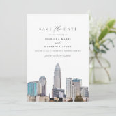 Invitation CHARLOTTE NORTH CAROLINA Skyline Enregistrer la da (Debout devant)