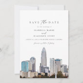 Invitation CHARLOTTE NORTH CAROLINA Skyline Enregistrer la da (Devant)