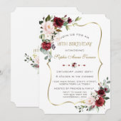 Invitation Charm Aquarelle Blush Floral Gold Frame Sweet 16 (Devant / Derrière)