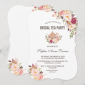 Invitation Charm Blush Rose Floral Fête des mariées Tea Party (Devant / Derrière)