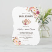 Invitation Charm Blush Rose Floral Fête des mariées Tea Party (Debout devant)