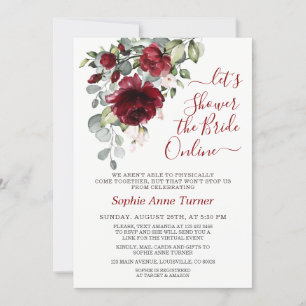 Invitation Charm Bourgogne Fleurs Rouges Fête des mariées vir