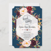 Invitation Charm Bourgogne Floral Brunch géométrique et Bubbl (Devant)