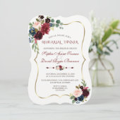 Invitation Charm Burgundy Navy Blue Floral Rehearer Dîner (Debout devant)