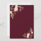 Invitation Charm Burgundy Navy Blue Gold Floral Mariage (Dos)