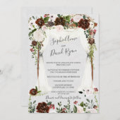 Invitation Charm Canopy Bourgogne Blush Flowers Mariage (Devant / Derrière)