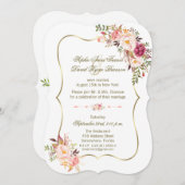 Invitation Charm Gold Blush Rose Floral Mariage soirée (Devant / Derrière)