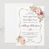 Invitation Charm Gold Blush rose Mariage floral (Devant / Derrière)