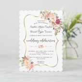 Invitation Charm Gold Blush rose Mariage floral (Debout devant)