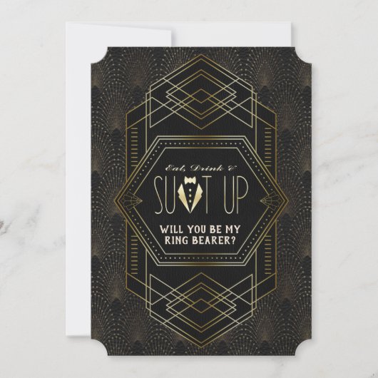 Invitation Charm Gold Great Gatsby Mariage Be My Ring Bearer (Devant)