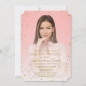 Invitation Charm Gold Sparkle Confetti Photo Graduation Party (Devant)