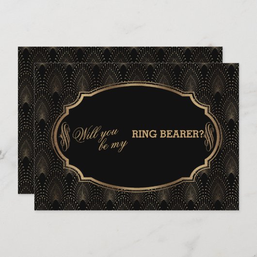 Invitation Charm Great Gatsby Art Déco Mariage Ring Bearer (Devant / Derrière)