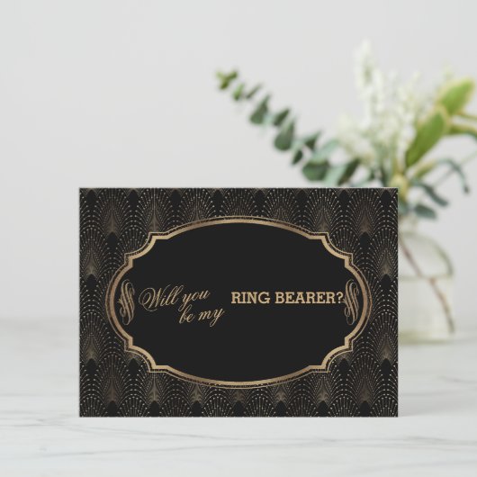 Invitation Charm Great Gatsby Art Déco Mariage Ring Bearer (Debout devant)