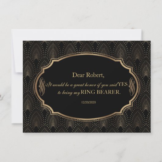 Invitation Charm Great Gatsby Art Déco Mariage Ring Bearer (Dos)