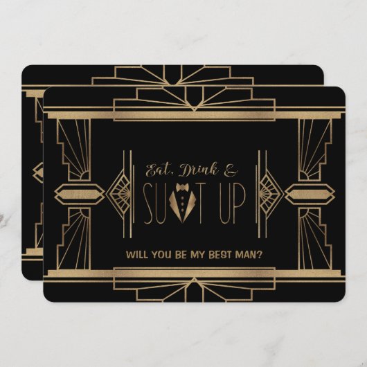 Invitation Charm Great Gatsby VOUS SEREZ MON MEILLEUR HOMME (Devant / Derrière)