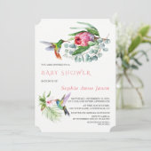 Invitation Charm Hummingbird Tropical Flowers Baby shower (Debout devant)
