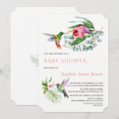 Invitation Charm Hummingbird Tropical Flowers Baby shower (Devant / Derrière)