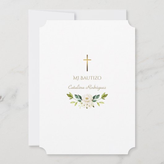Invitation Charm Invitacion De Bautizo Con Flores Baptême (Dos)